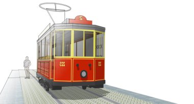 Eski tramvayın 3 boyutlu modeli