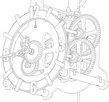 Grafik saat mekanizması, 3d illüstrasyon