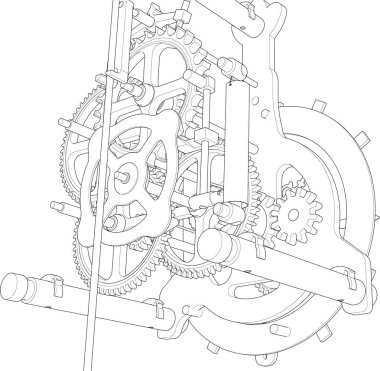 Grafik saat mekanizması, 3d illüstrasyon