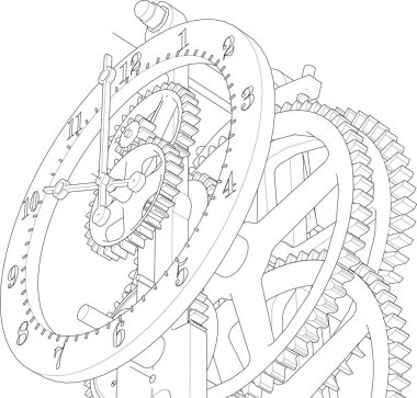Grafik saat mekanizması, 3d illüstrasyon