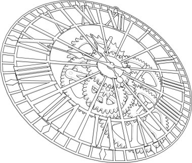 Grafik saat mekanizması, 3d illüstrasyon