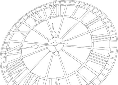 Grafik saat mekanizması, 3d illüstrasyon