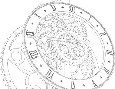 Grafik saat mekanizması, 3d illüstrasyon