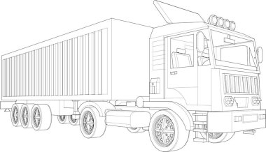 iş taşımacılığı, kamyon çizimi 3D illüstrasyon