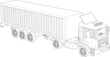 iş taşımacılığı, kamyon çizimi 3D illüstrasyon