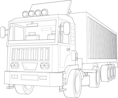 iş taşımacılığı, kamyon çizimi 3D illüstrasyon