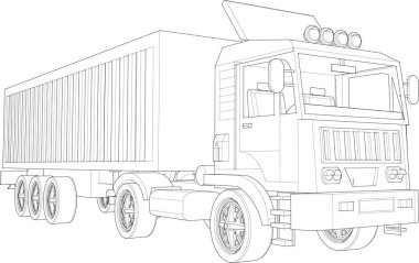 iş taşımacılığı, kamyon çizimi 3D illüstrasyon