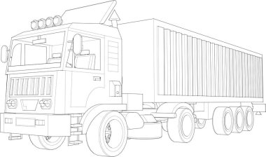 iş taşımacılığı, kamyon çizimi 3D illüstrasyon