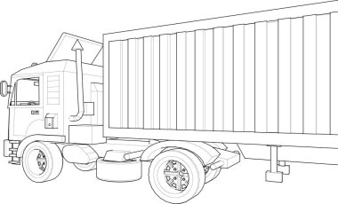 iş taşımacılığı, kamyon çizimi 3D illüstrasyon
