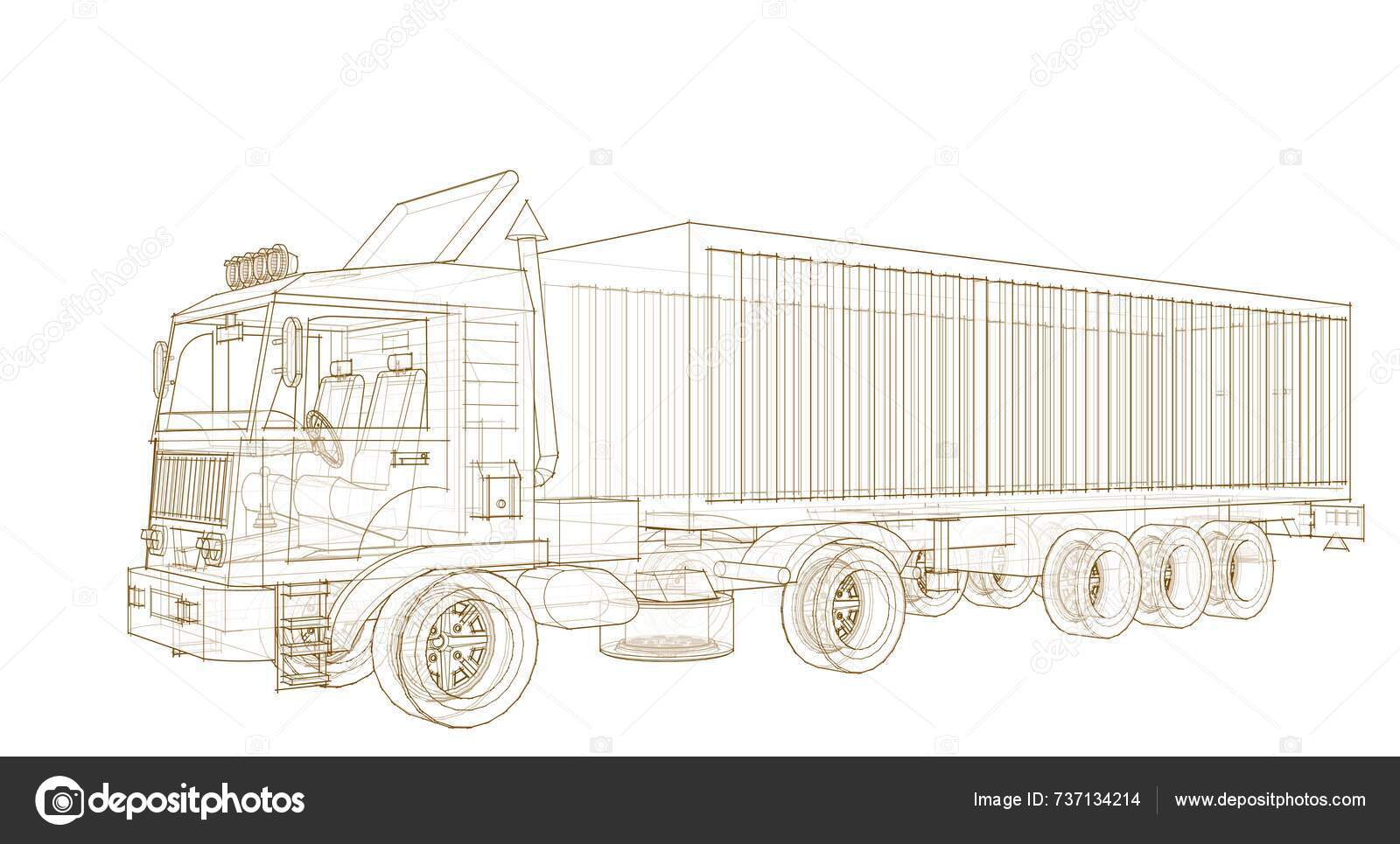 Transport Truck Sketch Illustration — Stock Photo © SAdesign #737134214