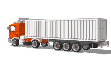 ulaşım, kamyon çizimi 3D illüstrasyon