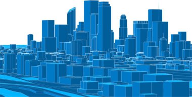 Şehrin 3 boyutlu modeli, vektör illüstrasyonu,