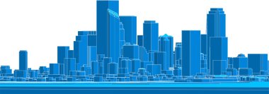 Şehir mimarisi ve binalarının 3 boyutlu çizimi