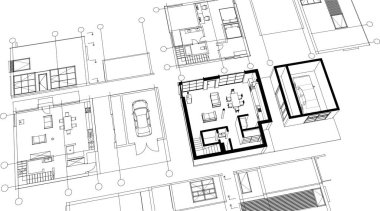 ev konsepti mimari taslak 3 d illüstrasyon