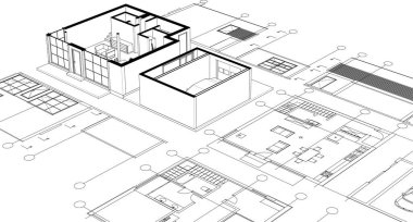 Modern ev planı çizimi 3D oluşturma