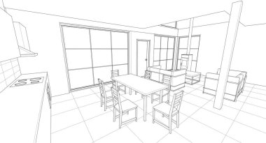 Mutfağın çizim tasarımı, 3 - render