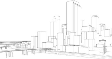soyut şehir mimarisi arkaplan 3 d illüstrasyon