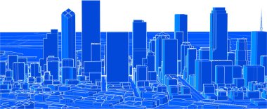 Modern şehir panoraması 3 boyutlu illüstrasyon