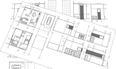 mimari çizim, vektör illüstrasyonu.