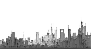 Şehrin panoraması. 3d oluşturma