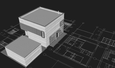 ev mimari planı 3 d illüstrasyon
