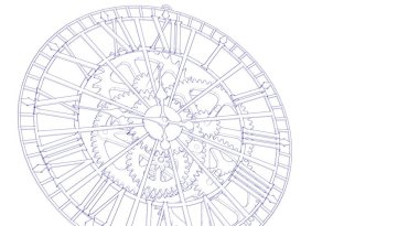 Bir saatin saat çiziminin 3 boyutlu bir çizimi