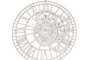 İzole edilmiş beyaz arkaplan üzerindeki soyut dairesel süsün 3 boyutlu çizimi