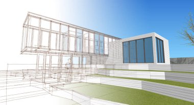 modern mimari duvar kağıdı 3 d illüstrasyon