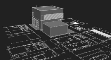 3D modelin soyut tasarımı, kablo çerçeve