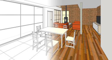 Modern bir evin 3 boyutlu tasarımı