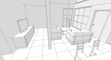 iç tasarım, taslak, çizim