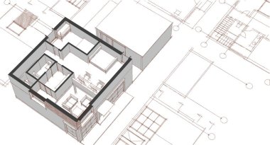 Mimari sanatın eskizi, dijital illüstrasyon