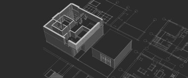 ev konsepti çizimi 3 boyutlu illüstrasyon