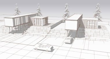 ev mimarisi proje taslağı 3 d illüstrasyon