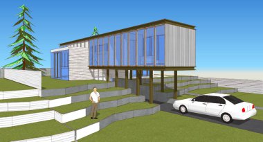 ev konsepti çizimi 3 boyutlu illüstrasyon