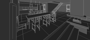 3d mimari, vektör illüstrasyonu