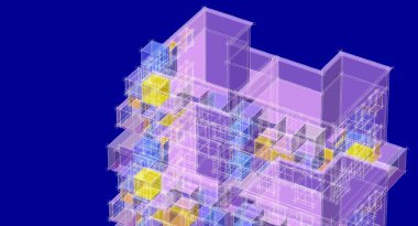 mimari sanat 3 d illüstrasyon - geometrik soyut şekiller.