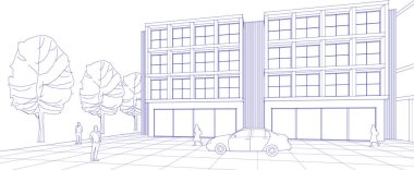 Modern ev çizimi 3D illüstrasyon