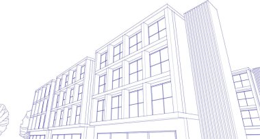 Modern bina. 3 Boyutlu Hazırlama.