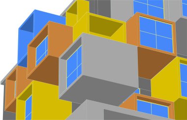 soyut mimari 3 boyutlu illüstrasyon