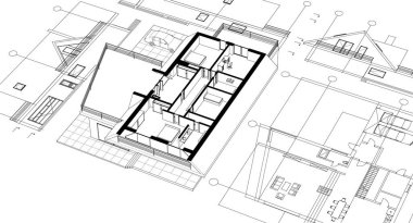 ev planı çizimi 3d model vektör çizimi