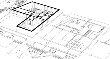 3 boyutlu ev planı.