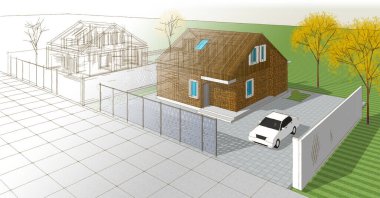 3 d render of a house