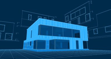 ev çizimi çizimi 3 d illüstrasyon