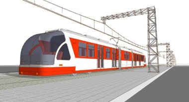 kırmızı tren istasyonda.