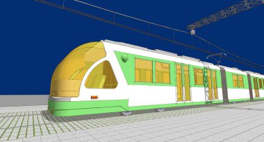 Modern şehir treni 3D görüntüleme