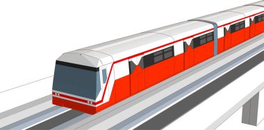 kırmızı tren, tren istasyonu, vektör, illüstrasyon.