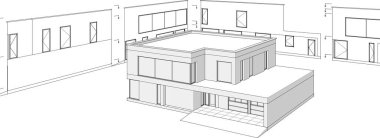 ev içi taslak 3D illüstrasyon