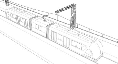 beyaz arkaplandaki tren 3d