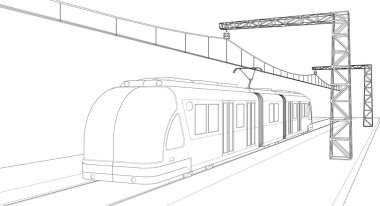 Metroda tren rayları çiziyor.